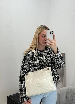 Біла лакова сумка ів сен лоран люкс