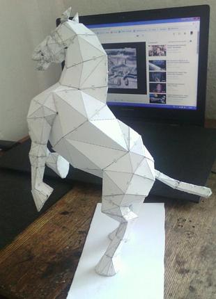Paperkhan конструктор з картону кінь жеребець кобила пазл орігамі papercraft 3d фігура полігональна набір подарок сувенір антистр