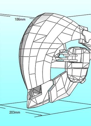 Шлем райдена raiden helmet metal gear solid 4 конструктор из картона papercraft паперкрафт игровой персонаж 3