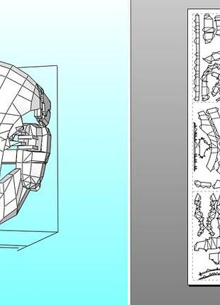 Шлем райдена raiden helmet metal gear solid 4 конструктор из картона papercraft паперкрафт игровой персонаж 8