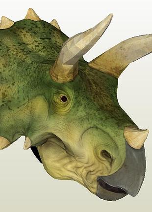 Paperkhan конструктор з картону динозавр трицератопс оригамі papercraft 3d фігура полігональна набір подарок сувенір антистрес