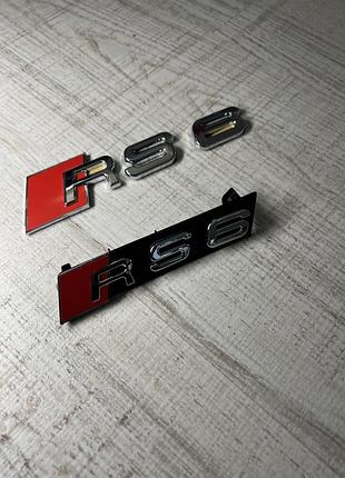 Комплект емблем rs6 для audi (на решітку та багажник) – chrome/red