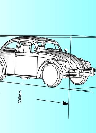 Paperkhan конструктор з картону 3d фігура volkswagen beetle маштабна модель паперкрафт papercraft набір для творчості орігамі
