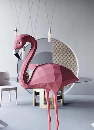 Paperkhan конструктор из картона фламинго птица оригами papercraft 3d фигура развивающий набор антистресс