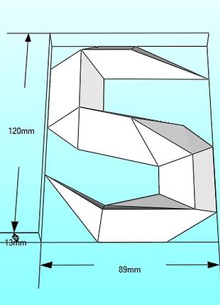 Paperkhan объёмная буква s 3d фигура паперкрафт papercraft имя название азбука алфавит реклама вывеска витрина