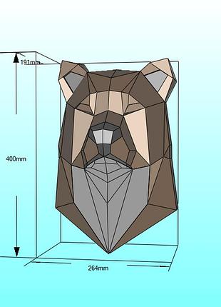 Paperkhan конструктор из картона 3d фигура медведь на стену трофей паперкрафт papercraft оригами пазл медведь