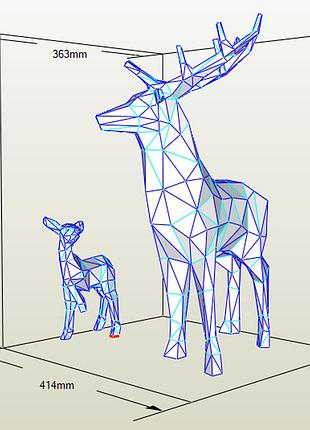 Paperkhan конструктор из картона олень олененок семья оригами papercraft 3d фигура развивающий набор антистрес