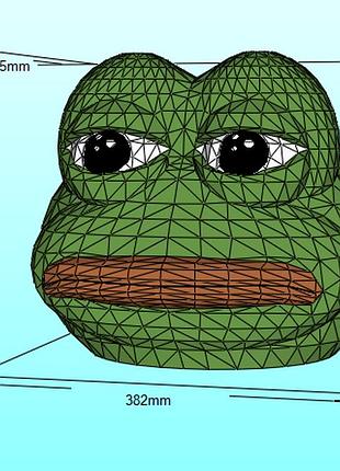 Маска жабеня пепе pepe the frog конструктор з картону паперкрафт papercraft ігровий персонаж пазл 3д фігура