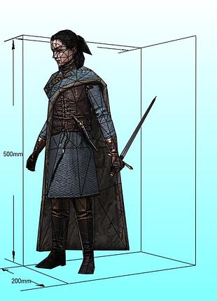 Paperkhan конструктор из картона game of thrones arya stark 3d фигура character hero персонаж герой паперкрафт набор papercraft