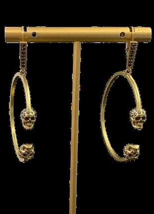 Сережки олександр макквін skull open hoop earrings якість