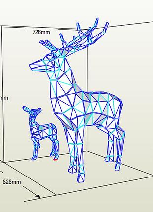 Paperkhan конструктор из картона олень олененок семья оригами papercraft 3d фигура развивающий набор антистрес
