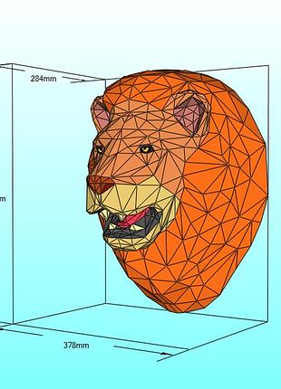 Paperkhan конструктор из картона лев голова котик кошка кот котенок оригами паперкрафт papercraft пазл набор подарок 3d фигура