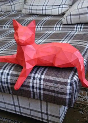 Cat kitten kitty 3d фігура арт. 300.7.35 кішка кіт кошеня котик котики конструктор з картону papercraft паперкрафт модель