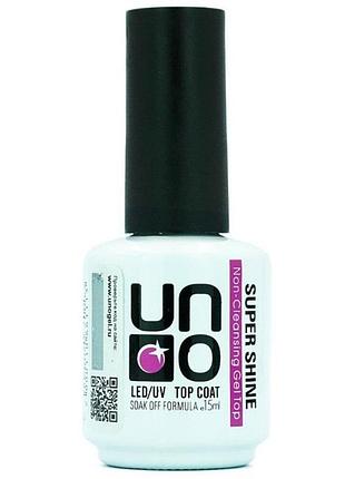 Uv/led топ для маникюра uno super shine без липкого слоя 15 мл прозрачный