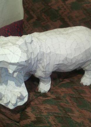 Paperkhan конструктор из картона бегемот гипопотам оригами papercraft 3d фигура развивающий набор антистресс