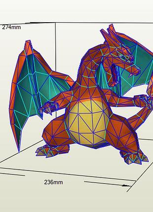 Paperkhan конструктор из картона дракон papercraft фигура развивающий набор подарок сувенир игрушка антистресс