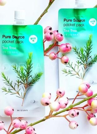 Нічна маска для обличчя з екстрактом чайного дерева missha pure Masks pocket pack tea tree