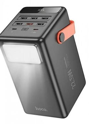 Зовнішній акумулятор power bank hoco j142 surpass 100000mah 22.5w+pd20w black з ліхтарем