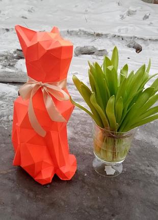 Cat kitten kitty 3d фігура арт. 400.10.30 кішка кіт кошеня котик котики конструктор з картону papercraft паперкрафт модель
