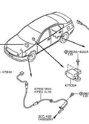 Датчик абс (abs) задний левый nissan teana (j31) 03-09, 479019y000