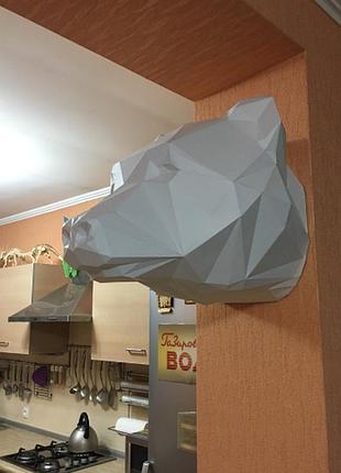 Paperkhan конструктор из картона 3d фигура голова медведя детализированная паперкрафт papercraft оригами пазл медведь ведмедь bear