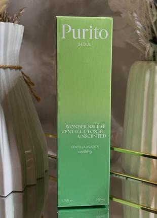 Заспокійливий тонер з центеллою. purito seoul wonder releaf centella toner unscented, 200 ml є ще товари інших брендів: unico, bogenia та hollyskin.