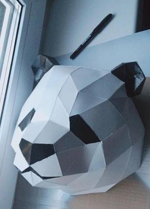 Paperkhan конструктор з картону 3d фігура голова панди трофей паперкрафт papercraft орігамі пазл медвідь ведмідь bear teddy