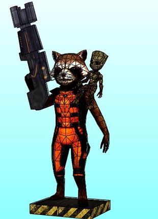 Paperkhan rocket e baby groot character hero 3d фигура арт. 416.11.156 реактивный енот персонаж герой паперкра