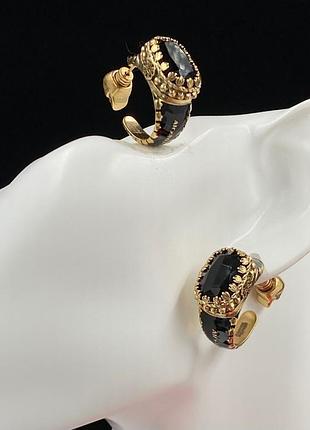 Сережки олександр макквін black baroque crystal hoop люкс якість