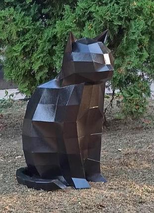 Скульптура фигура полигональная большой кот сидячий высота 78 см. кошка котик 3d фигура скульптура