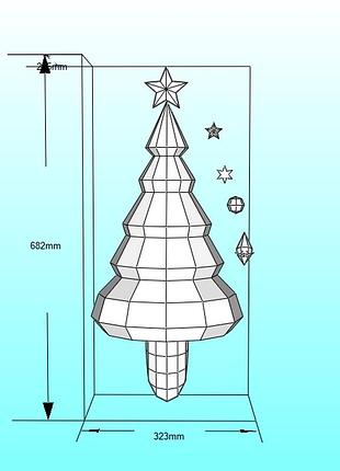 Paperkhan конструктор из картона 3d ёлка новогодняя новый год растение паперкрафт papercraft набор для творчества игрушка оригами