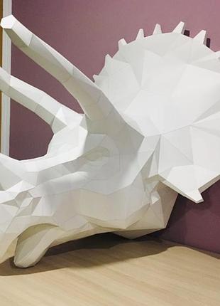 Paperkhan конструктор из картона трицератопс дино рептилия оригами papercraft фигура развивающий набор подарок