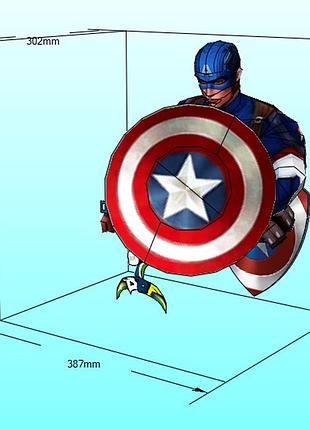 Capitan america character hero 3d фигура арт. 400.20.112 капітан америка персонаж герой конструктор из картона