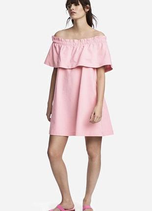 Рожева сукня з відкритими плечами h&m