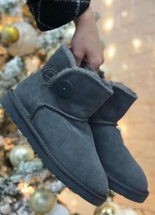 Ugg mini bailey batton grey, угги женские