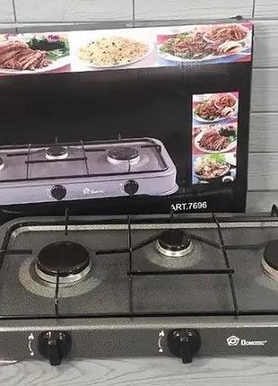 Плита газовая domotec ms-6603 3 комфорки