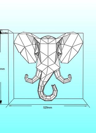 Конструктор из картона cлон elephant 3d фигура голова трофей на стену papercraft паперкрафт слоненок слониха мамонт
