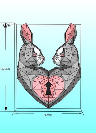 Paperkhan конструктор из картона 3d влюбленные зайчики кролики паперкрафт papercraft набор для творчества игрушка сувен
