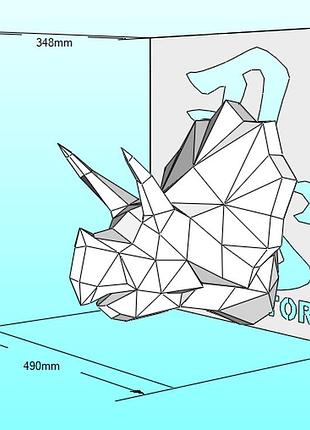 Paperkhan конструктор из картона трицератопс дино рептилия оригами papercraft фигура развивающий набор подарок