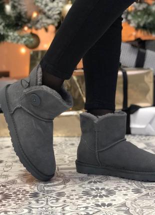 Угги серые с пуговицей ugg mini bailey bow grey