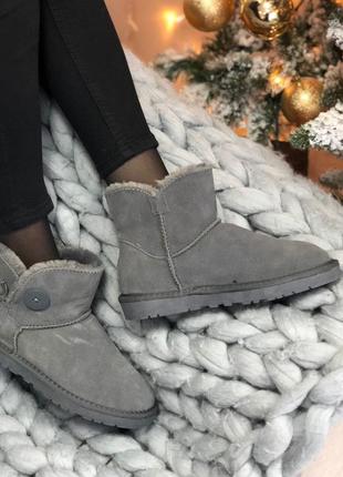 Угги серые с пуговицей ugg mini bailey bow grey3 фото