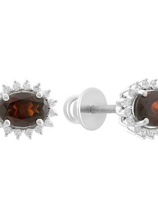Срібні сережки komilfo з натуральним гранатом 2.15ct (2191469)