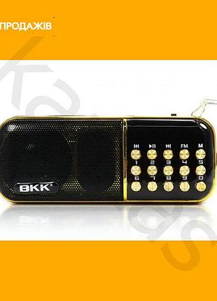 Радиоприемник bkk с fm и microsd на аккумуляторе 18650 портативная колонка для музыки и радио