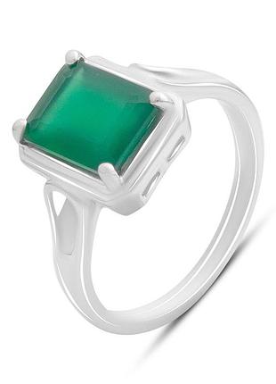Срібне кільце komilfo з натуральним агатом 1.85ct, вага виробу 3,09 г (2189763) 17 розмір