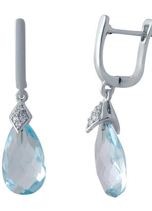 Срібні сережки komilfo з натуральним топазом 11.376ct (2042679)
