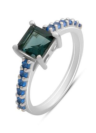 Серебряное кольцо komilfo с натуральным топазом лондон блю 1.39ct, топазом, вес изделия 2,56 гр (2195917) 18 размер
