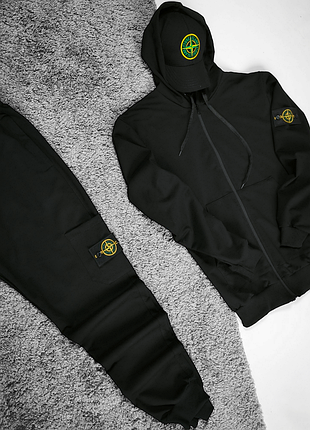 Мужской спортивный костюм stone island черный