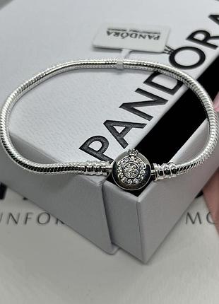 Серебряный браслет pandora "сияющая корона о" 19 см подарок для женщины