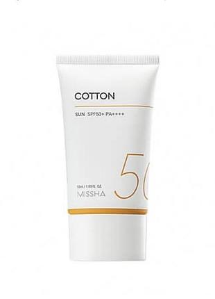 Missha матуючий сонцезахисний крем all around safe block cotton sun spf50+ pa++++, 50 ml