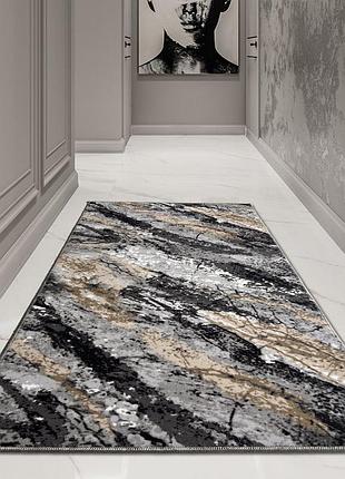 Ковер универсальный 2.0x3.0 м серый + бежевий на резиновой основе soft d.gray+beige мрамор 1478-4
